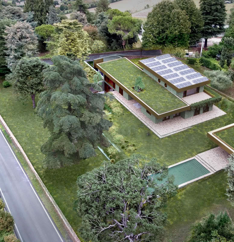 Le terrazze e il giardino panoramico diventano parte integrante dell’architettura e della vita quotidiana.