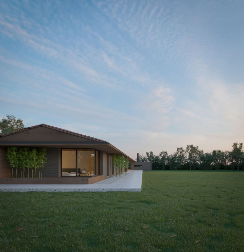 Zona notte con illuminazione naturale controllata e privacy in casa contemporanea.